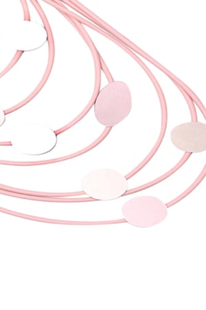 Necklace Artistic Oval and Circles Pink Aluminum h5 Picture2